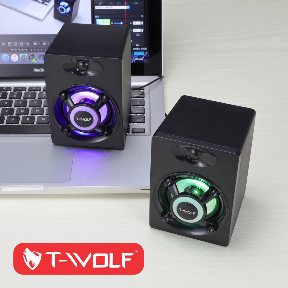 Loa T-Wolf S1, 2.0 3Wx2, LED, Jack 3.5mm + USB, Surround Sound