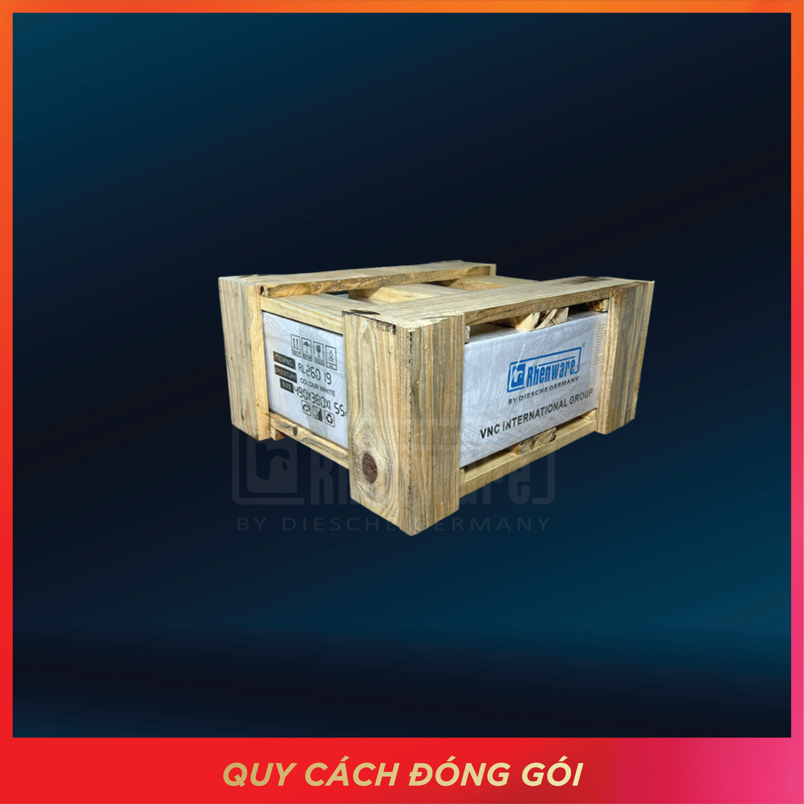 CHẬU LAVABO CHỮ NHẬT TRẮNG VIỀN VÀNG , NHẬP KHẨU CAO CẤP CHÍNH HÃNG RHENWARE RL-266145G