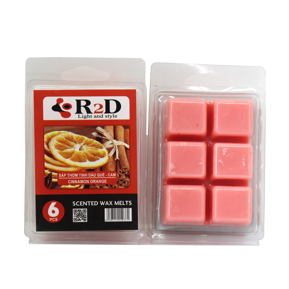 SÁP THƠM TINH DẦU QUẾ - CAM [SCENTED WAX MELTS – VỈ 6 VIÊN - 0374] ĐẾN TỪ THƯƠNG HIỆU R2D, LÀM TỪ NGUYÊN LIỆU TỰ NHIÊN, LÀNH TÍNH