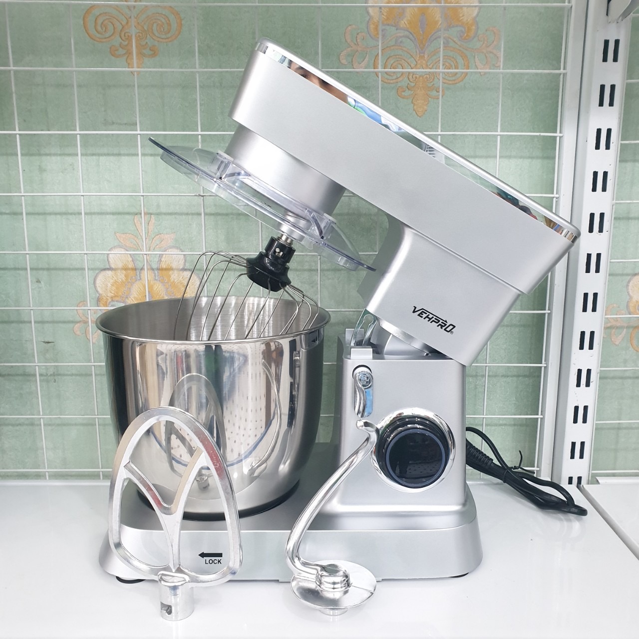 Máy đánh trứng, trộn bột công nghiệp VehPro 800W, bồn inox 4 lít