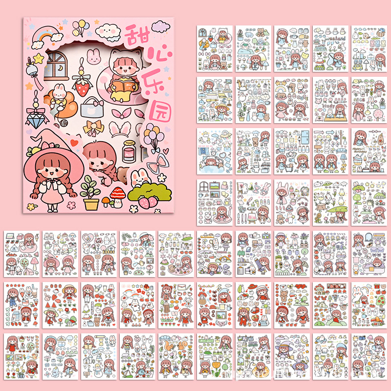 Set 50 Hình Dán Sticker Cute, Hộp Sticker Trang Trí Dễ Thương