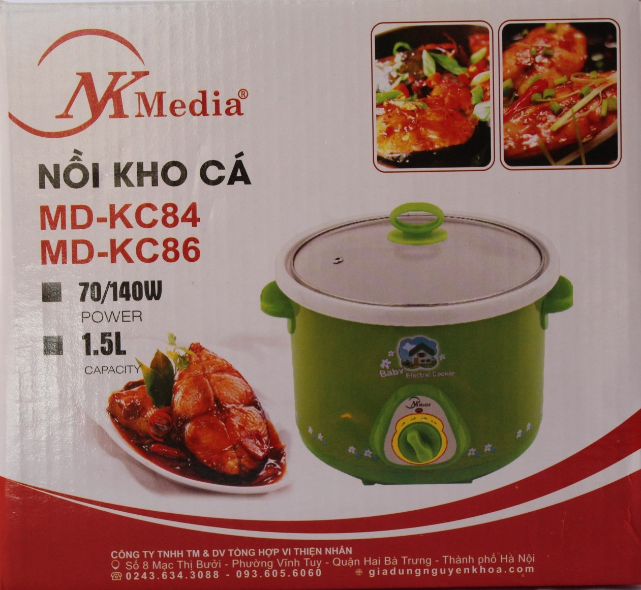 Nồi Tiềm Nấu Cháo Chậm Kho Cá Hầm Chưng Yến Đa Năng NK Media (1,5 lít) - Hàng Chính Hãng