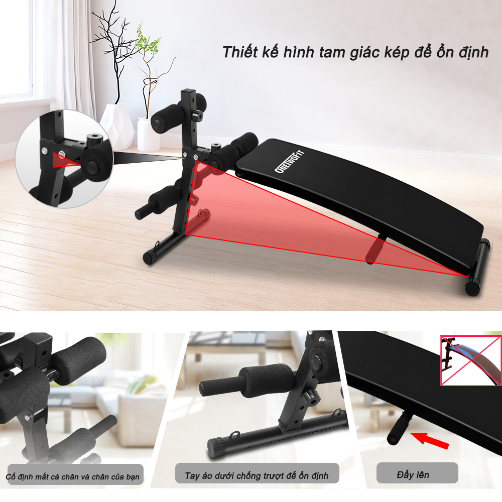 OneTwoFit Ghế tập bụng,máy tập cơ bụng đa năng tại nhà giúp tạo cơ giảm mỡ hiệu quả OT085