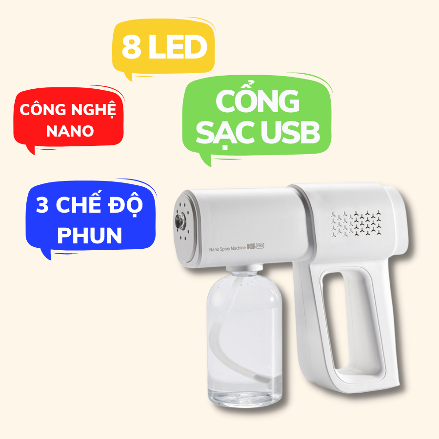 Máy phun khử khuẩn Nano K5 cầm tay - Phun Sương, thuốc diệt khuẩn