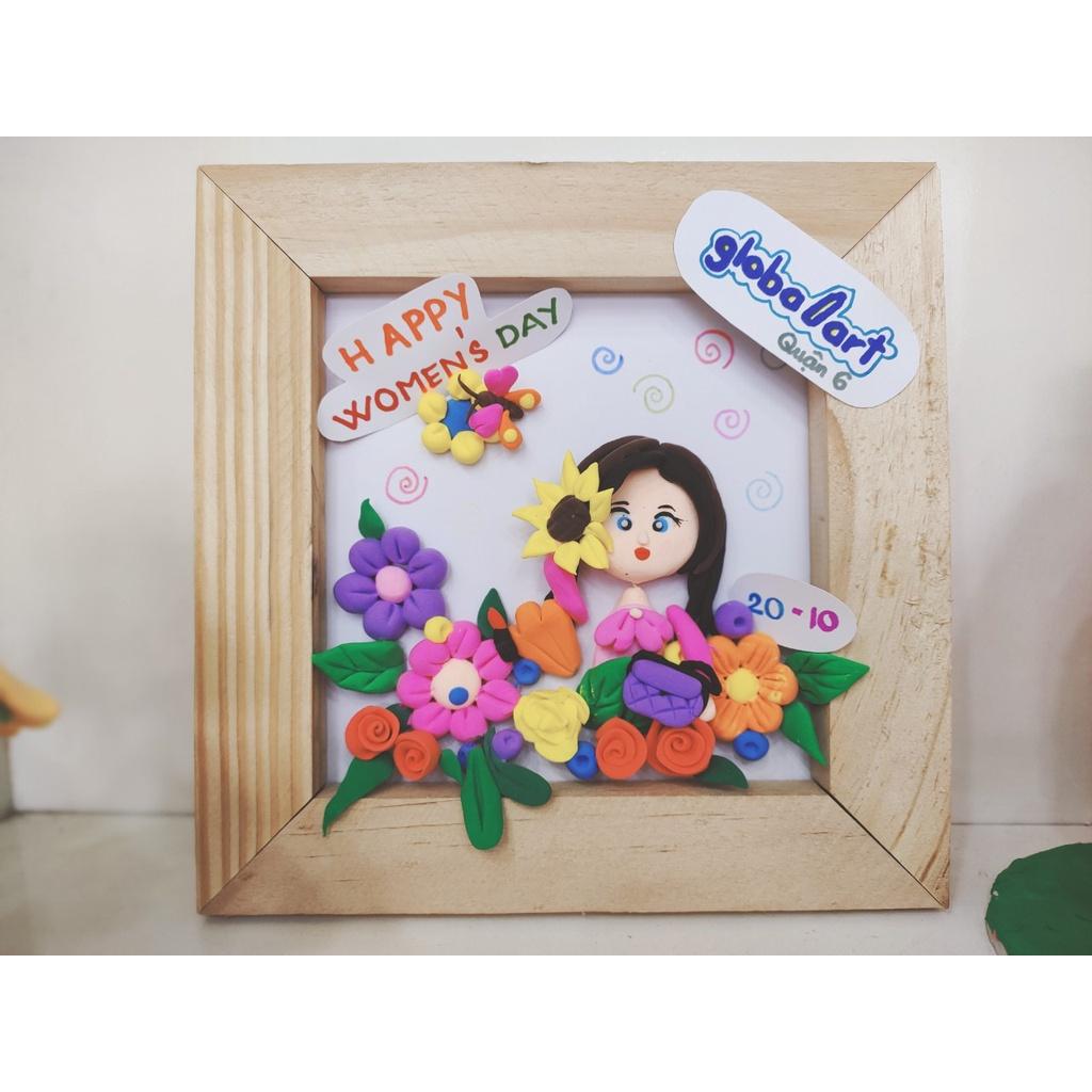KHUNG GỖ ĐỂ BÀN DECOR ĐẤT SÉT SÁNG TẠO NHIỀU CHỦ ĐỀ