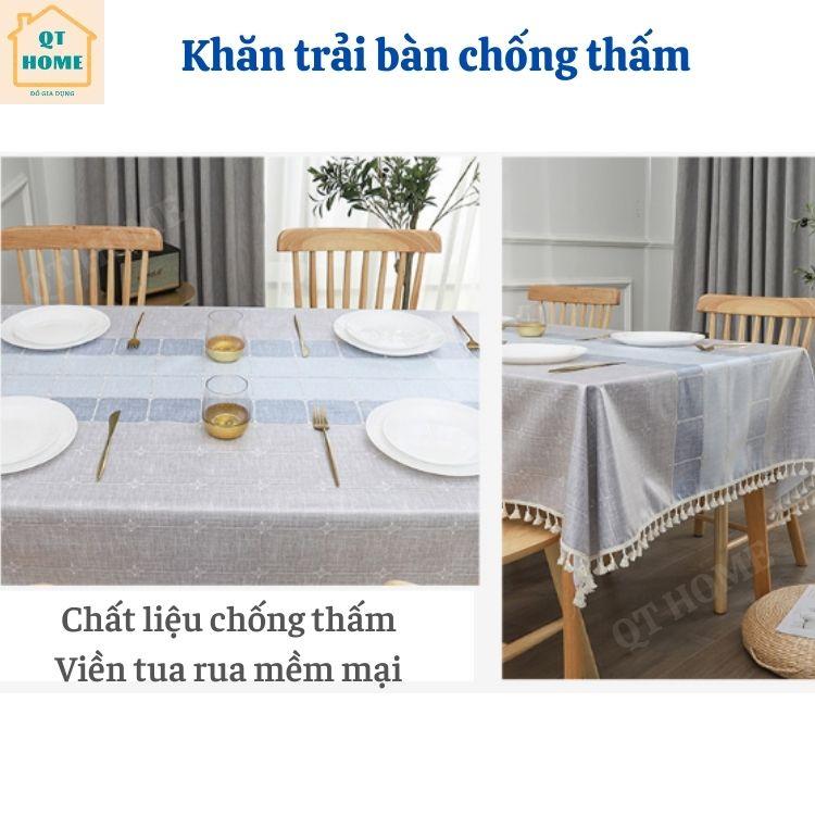 Khăn Trải Bàn Vải Chống Thấm Cao Cấp, Viền Tua rua Nhiều Mẫu