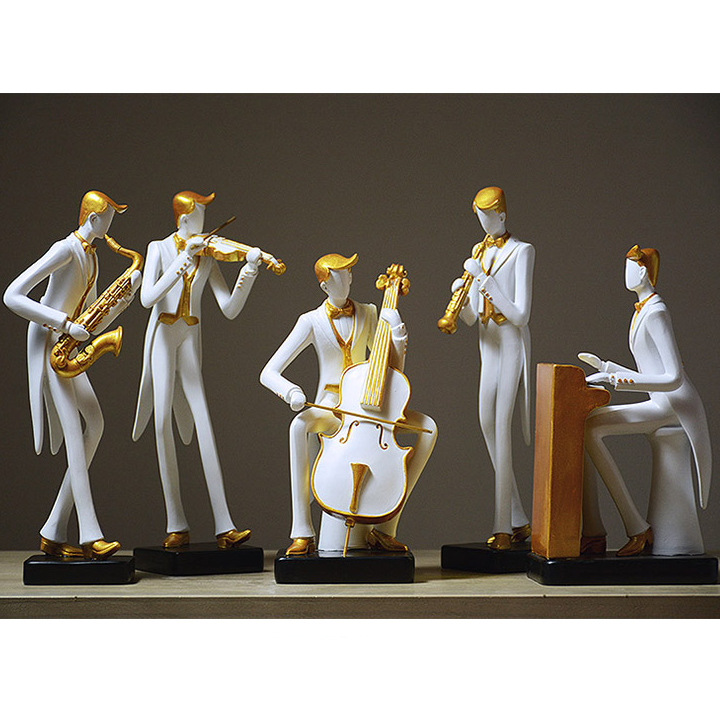 Bộ Tượng dàn nhạc giao hưởng chơi violin, ghita, kèn, piano decor để bàn đẹp - Đồ decor kệ tủ trang trí phòng khách và quà tặng ý nghĩa
