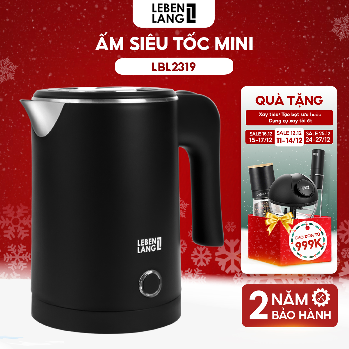 Ấm Siêu Tốc Mini Lebenlang Lbl2319, Công Suất 600W, Sôi Nhanh Trong 4 Phút, Nhỏ Gọn, Dễ Mang Đi Du Lịch, Bảo Hành 2 Năm - Hàng Chính Hãng - Ấm Mini Lbl2319