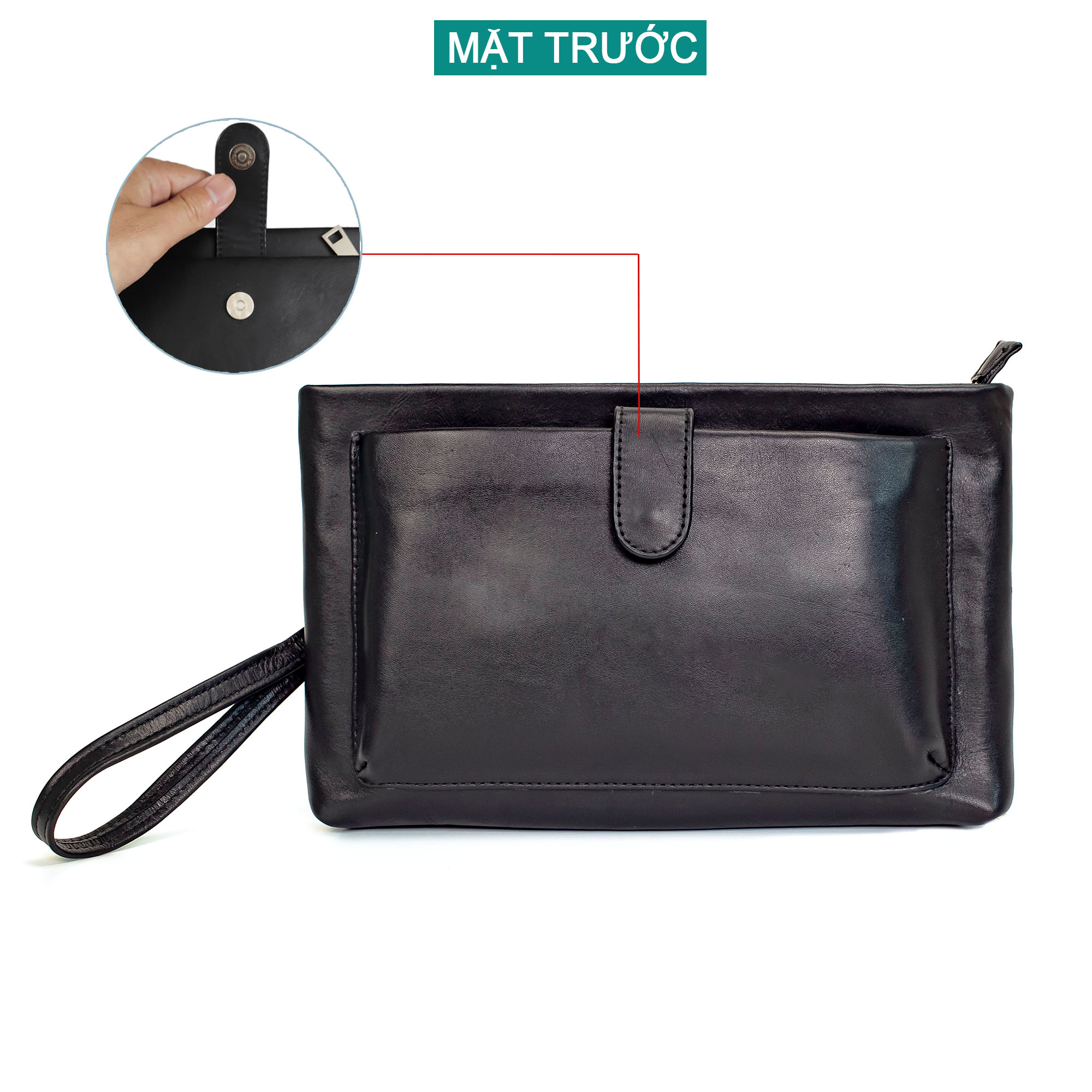 Clutch nam da bò Mill cao cấp M101 Bụi Leather - Bảo hành 12 tháng