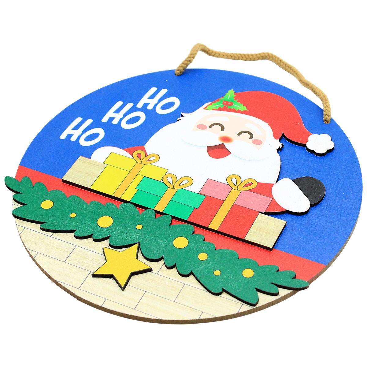 Bảng Gỗ Tròn Treo Tường Trang Trí Giáng Sinh - Bách Mộc - Ho Ho Ho