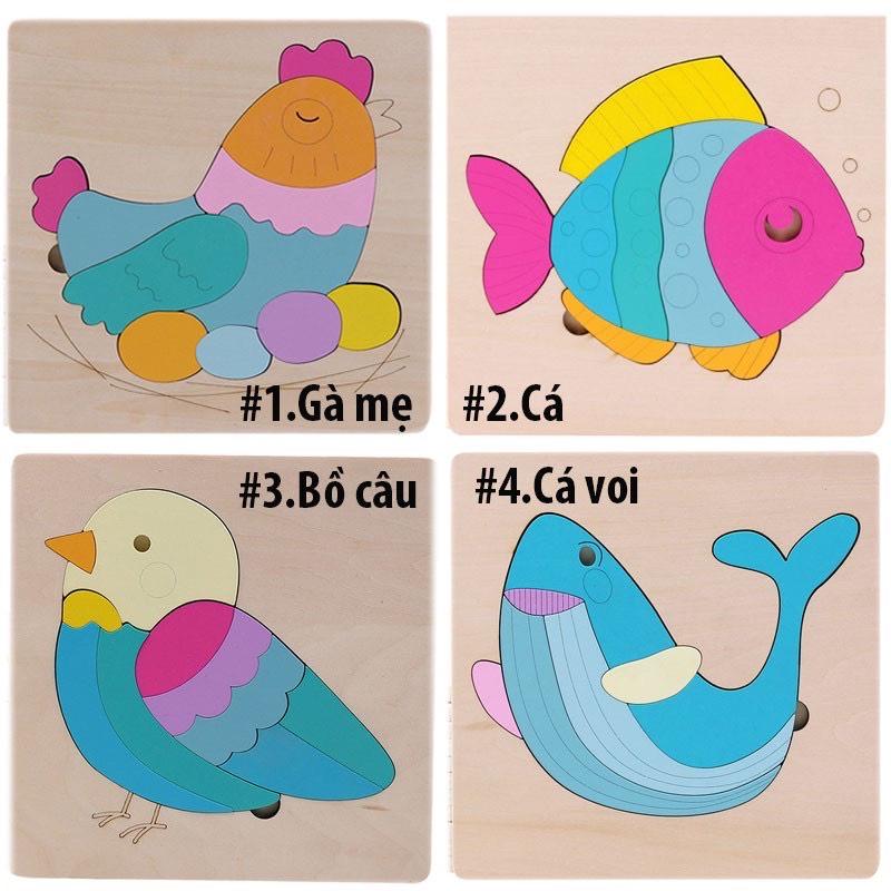 Tranh ghép gỗ đồ chơi gỗ cho bé từ 2 tuổi nền trắng Loại Gỗ Dày Puzzletoys