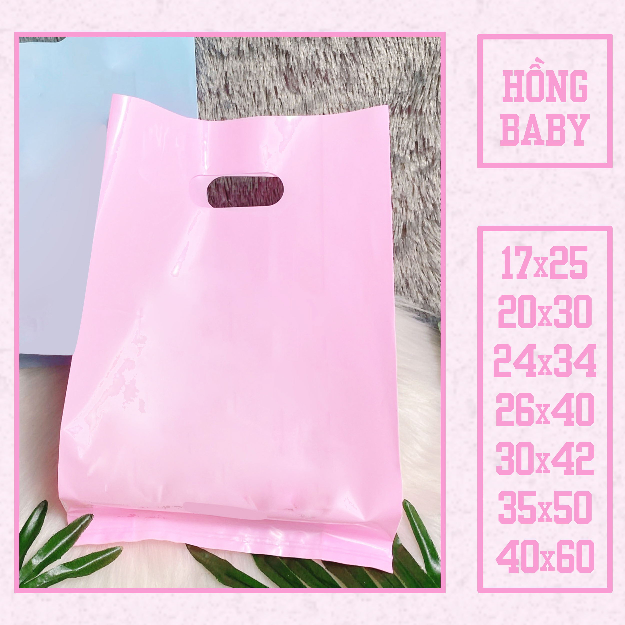 1kg bọc nilon hồng baby dẻo nhiều kích cỡ đựng quần áo, mỹ phẩm, giày dép