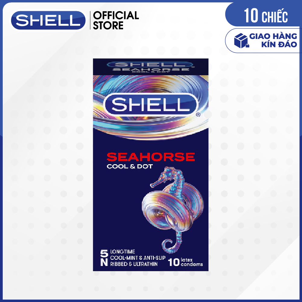 Bao cao su Shell Seahorse kéo dài thời gian - Hộp 10 cái | SHELL CHÍNH HÃNG