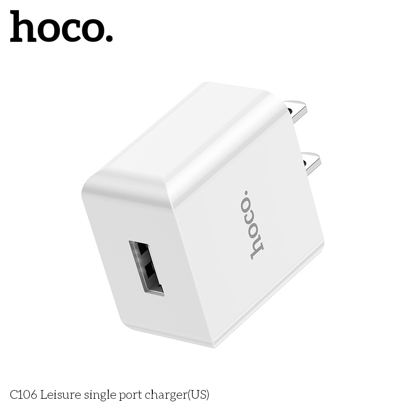 Hình ảnh Củ Sạc cho Iphone và Android 1 cổng USB Hoco. C106 sạc nhanh 2.1A-10.5W dòng điện ổn định, an toàn bảo vệ máy - Hàng Chính Hãng