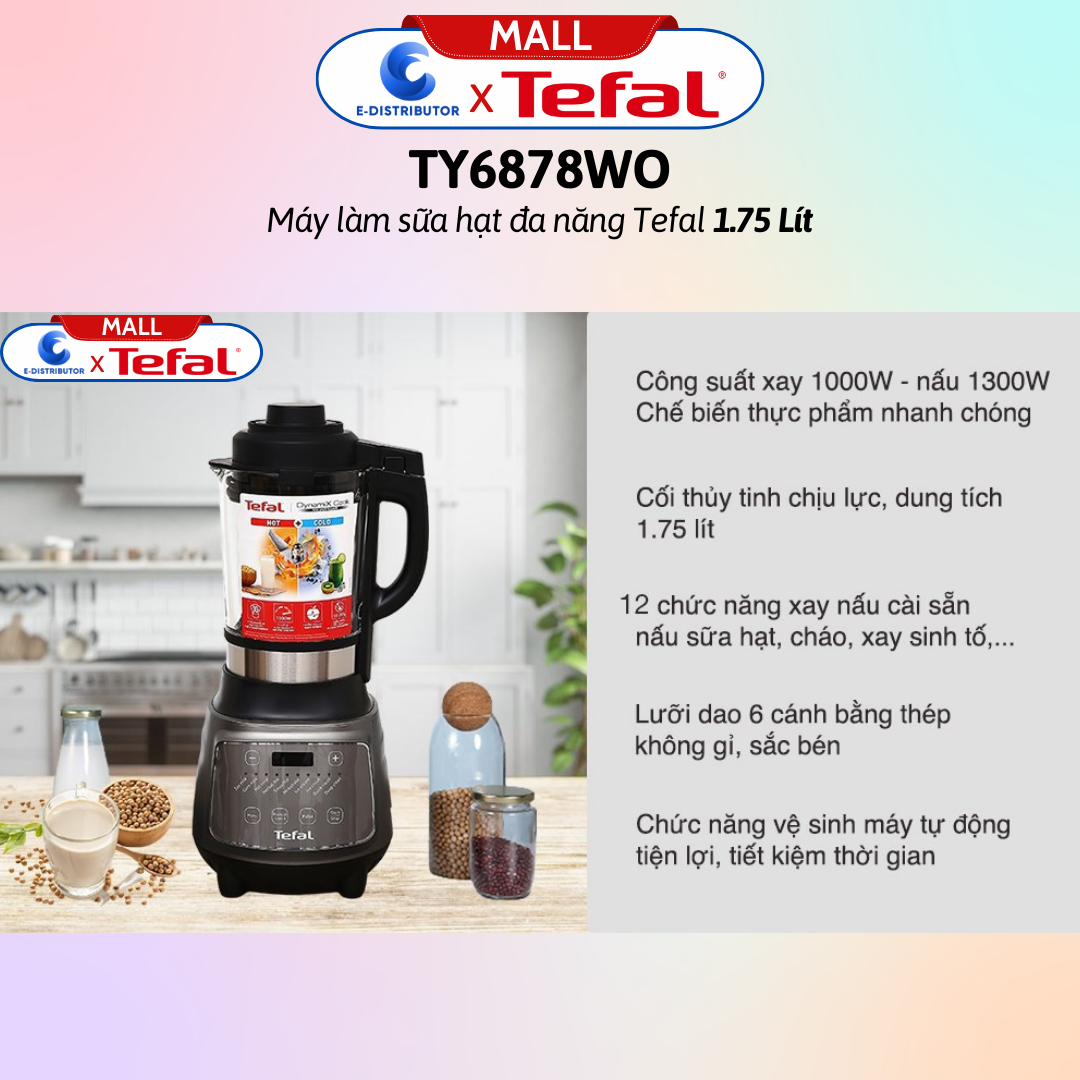 Máy làm sữa hạt đa năng Tefal BL967B66 - Dung tích 1.75 lít - Hàng Chính Hãng