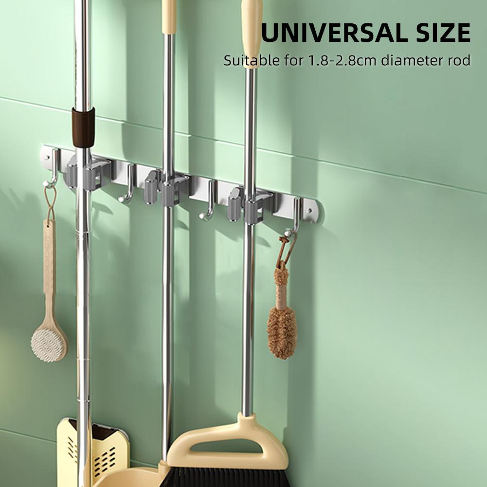 Bộ 2 Giá Đỡ Chổi Cây Lau Nhà Treo Tường Bằng Thép Không Gỉ