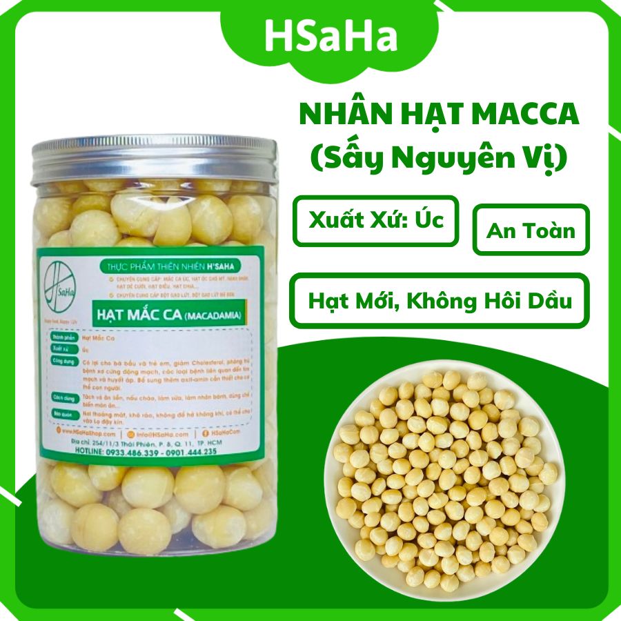 Hạt MacCa Tách Vỏ Sẵn HSaHa - Nhân Mắc Ca Nhập Khẩu Úc  Rang Nguyên Vị Ăn Liền - Quả To, Mới, Ngon, Không Hôi Dầu