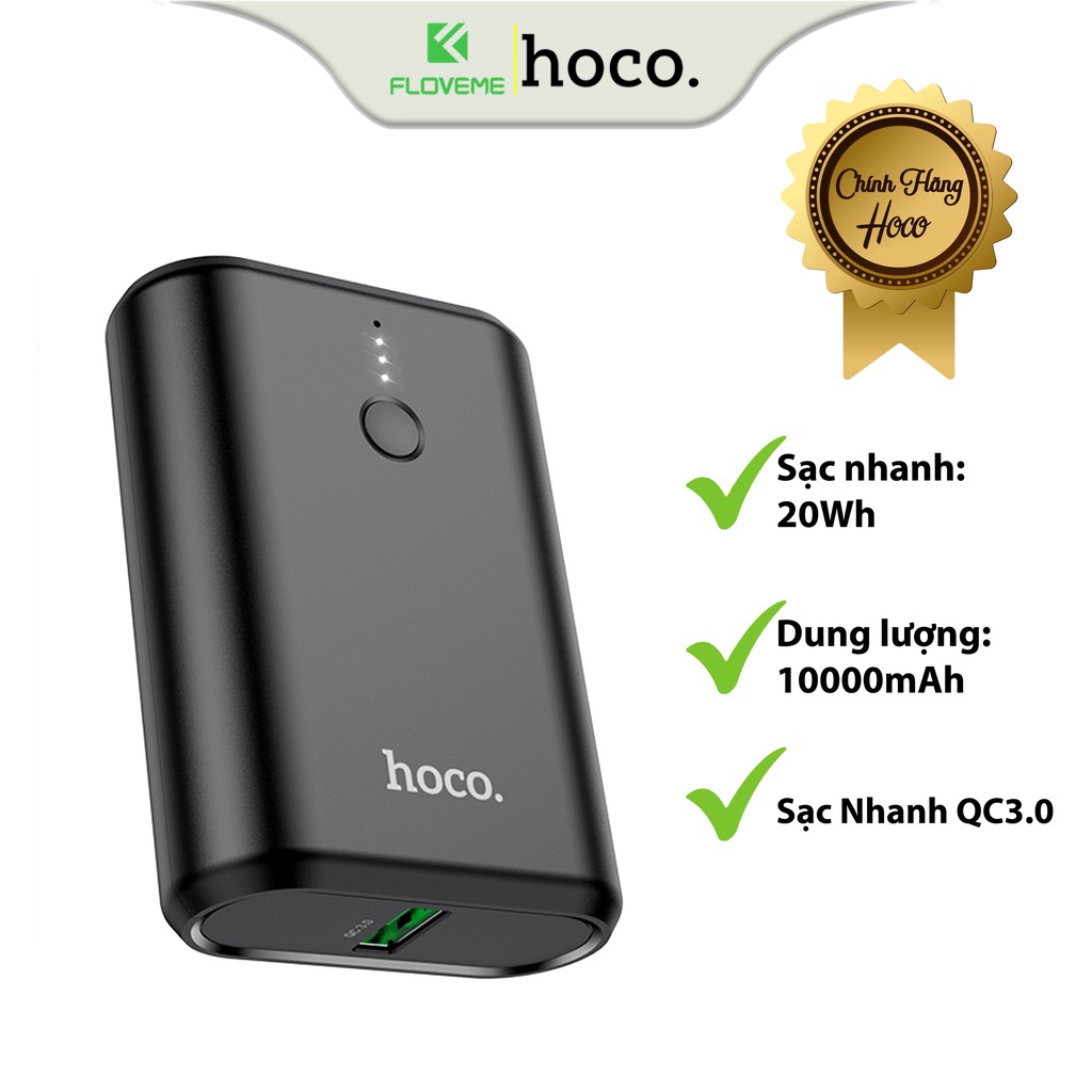 Pin Sạc Dự Phòng Dành Cho HOCO Q3, Sạc Nhanh QC3.0, PD 20W 10000mAh, Chip IC Thông Minh, Chất Liệu ABS Cao Cấp, Vỏ Chống Cháy - Hàng Chính Hãng