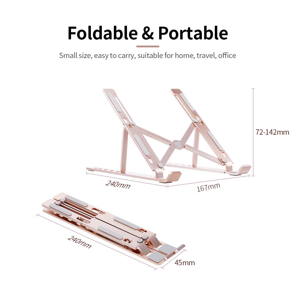 6-level Adjustable Laptop Stand Portable Aluminum Alloy Laptop Stand Foldable Non-slip Notebook Holder Black