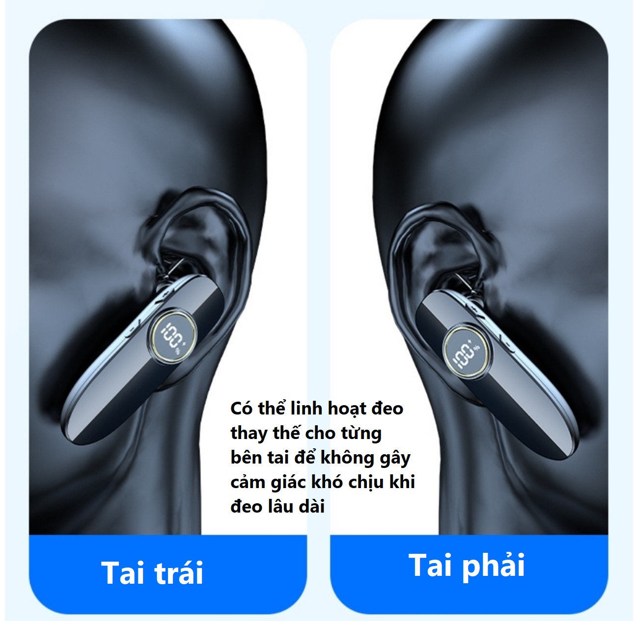 Tai Nghe Bluetooth Không Dây Chip 5.2 Màn Hình Led , Dung Lượng Pin Lớn 300mAh Có Thể  Sử Dụng Liên Tục Từ 20h - 40h .