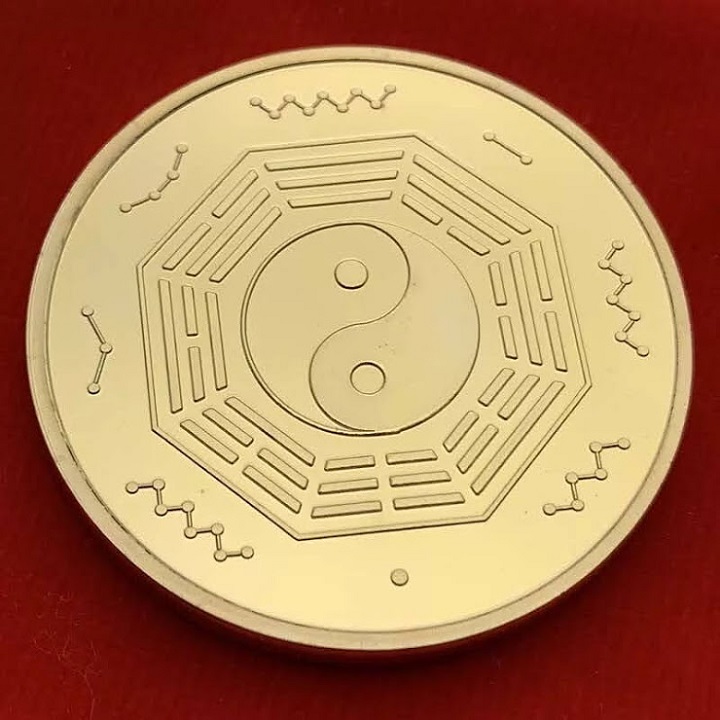 Xu Quan Âm Bát Quái Âm Dương, xu phong thủy bảo vệ bình an, cầu may mắn, dùng mang theo trong túi, xỏ lỗ đeo dây, treo trong nhà, trên xe - SP002466