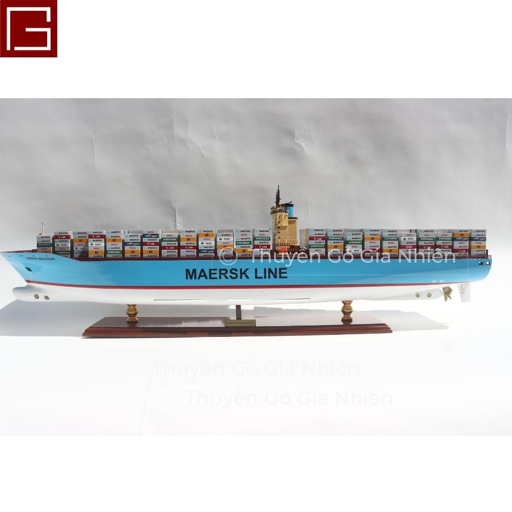 Mô Hình Thuyền Gỗ Trang Trí Phong Thủy Dạng Thuyền Thương Mại EMMA MAERSK Chính Hãng, Hàng Xuất Khẩu Chất Lượng Cao