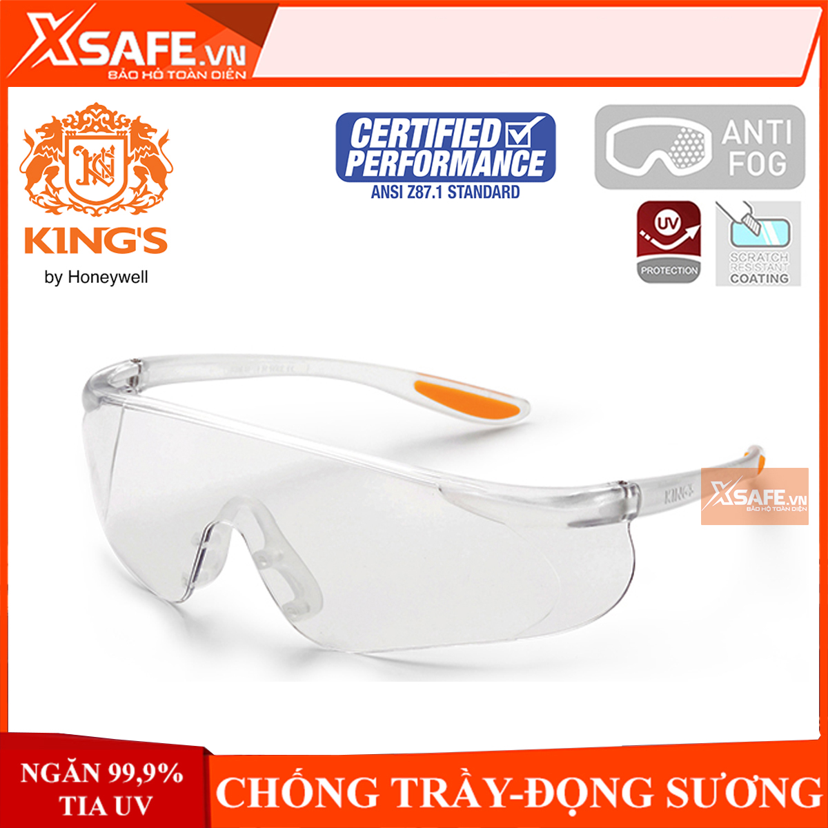 T- Kính bảo hộ Kings KY1151 Kính chống tia UV, chống bụi, chống trầy xước, đọng sương, dùng trong lao động, đi xe máy