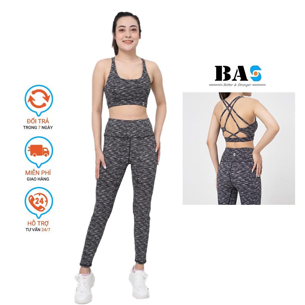 Bộ quần áo tập yoga gym aerobic nữ bra 3 lớp chắc chắn phối legging cạp cao - S210513