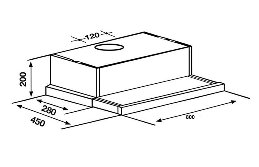 Máy hút khói khử mùi bếp âm tủ 8 tấc Kaff KF-TL80H - Hàng chính hãng