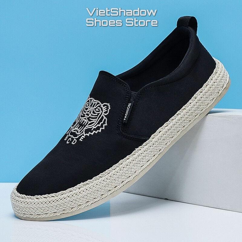 Slip on - Giày lười vải nam - Chất liệu vải polyester thêu họa tiết, bo viền cói nổi bật cá tính - Mã SP E005/E006/E007