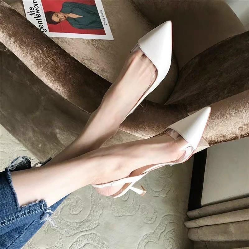 GIÀY BÍT MŨI NHỌN DÁNG SLINGBACK PHỐI MICA GÓT NHỌN 6 PHÂN