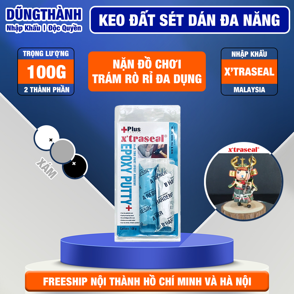 Keo dán ống nước X'TRASEAL Epoxy Putty trám đa năng an toàn da tay 100g dạng nhồi