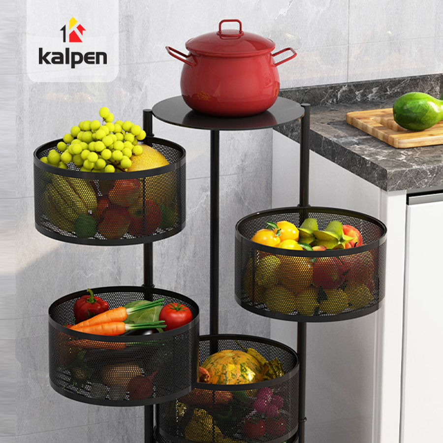 KỆ XOAY TRÒN Đựng Rau Củ Đồ Dùng Đa Năng Thông Minh 3,4,5 Tầng Kalpen, Bh 24 Tháng