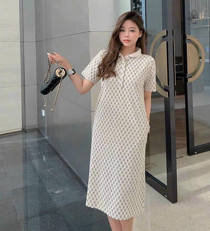 ĐẦM SUÔNG THUN HỌA TIẾT CỔ BẺ