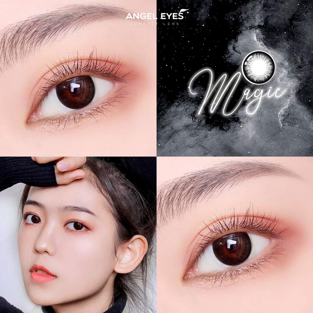 Lens cận giãn tròng màu đen tự nhiên MAGIC BLACK thương hiệu Angel Eyes  - Độ cận 0-6 (có hỗ trợ cận lệch