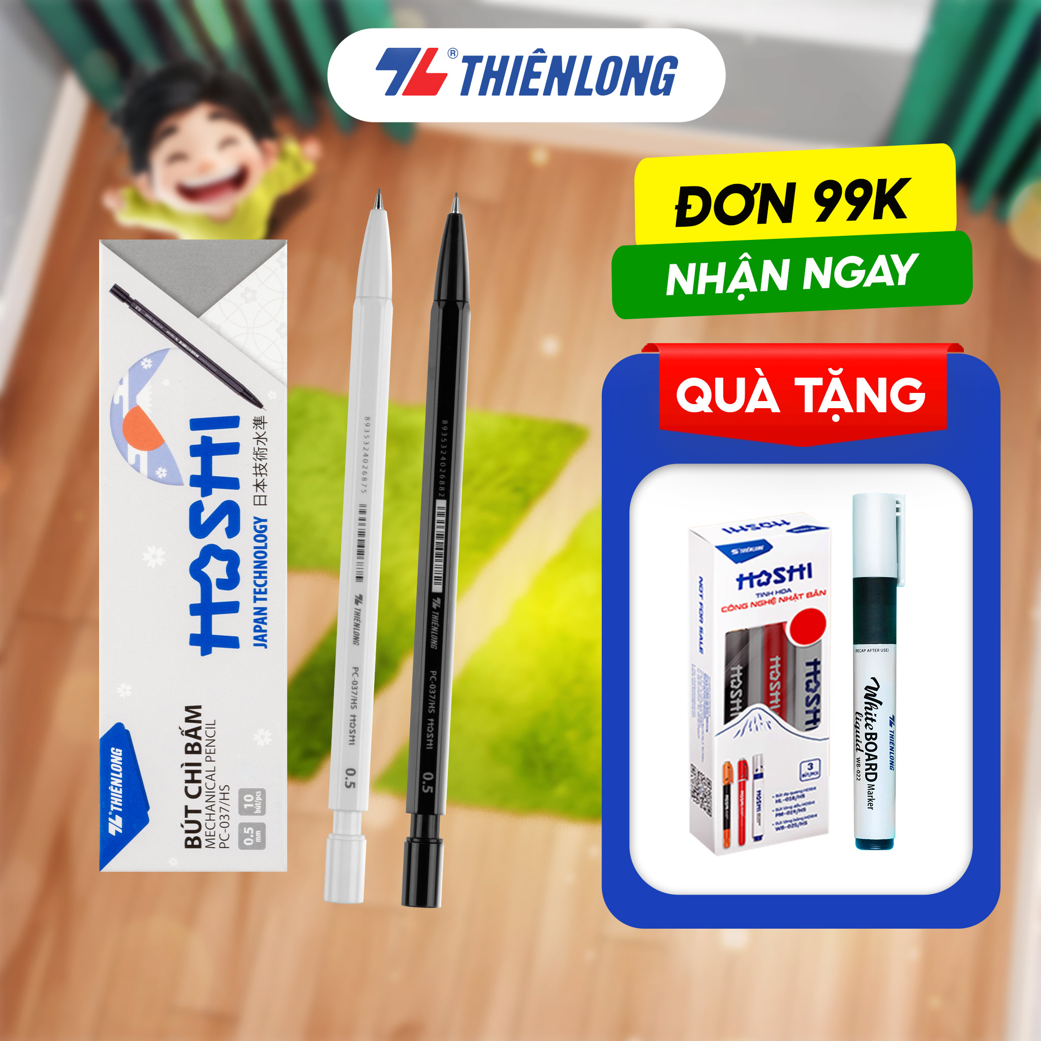 Combo 10 Bút chì bấm Hoshi Thiên Long PC-037/HS - Công nghệ Nhật Bản