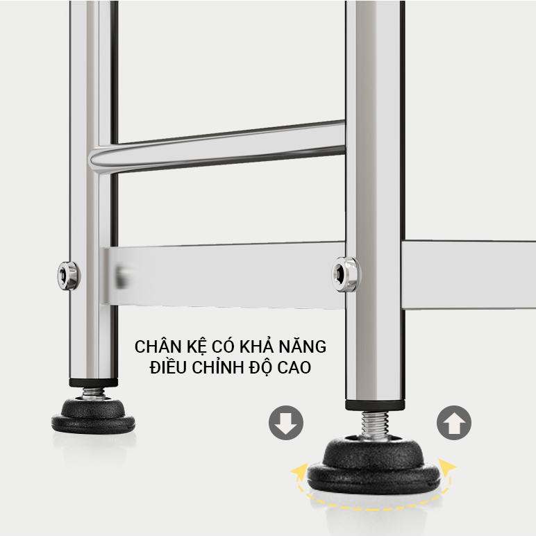 Kê để đồ INOX 304 cao cấp không gỉ [ Rộng 80cm ] có thanh chắn đồ thông minh, giá kệ nhà bếp đa năng VANDO để lò vi sóng, lò nướng, nồi cơm tiết kiệm không gian