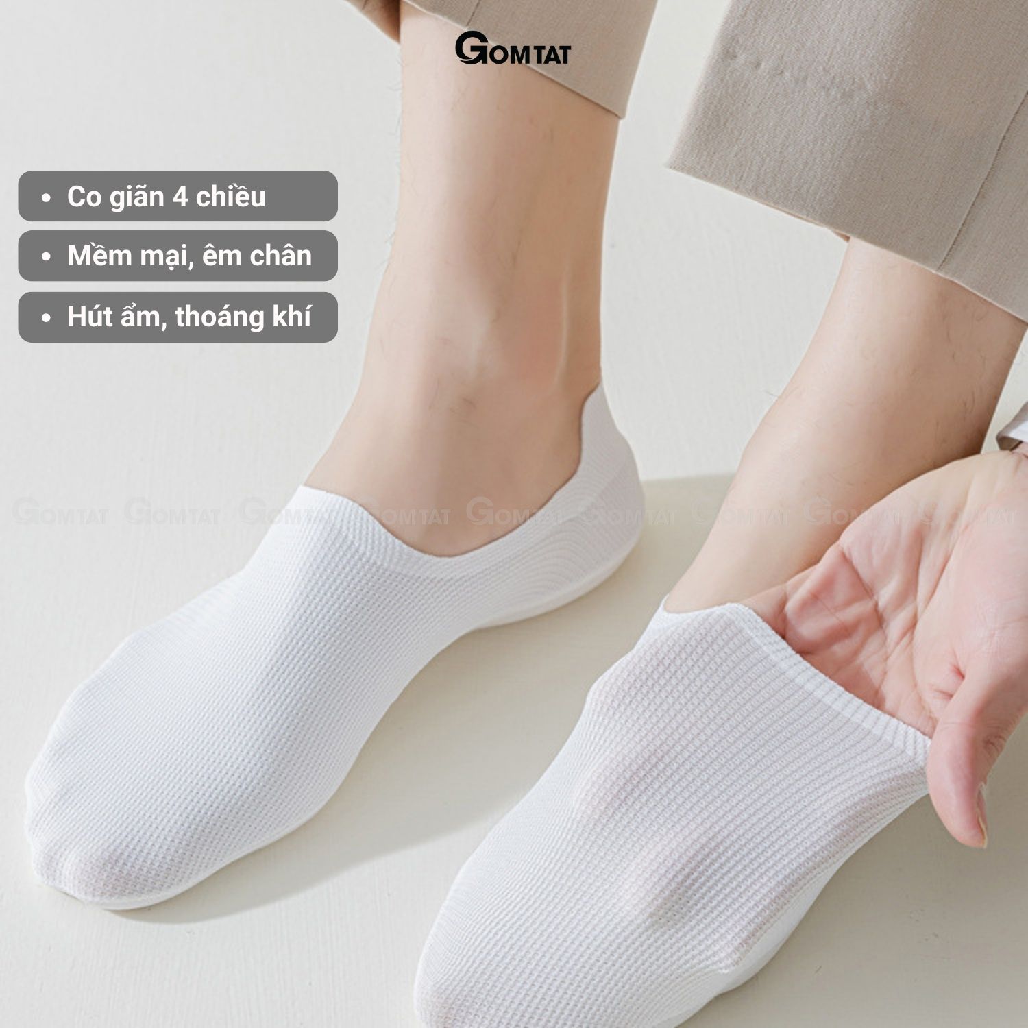 Hình ảnh Combo 5 đôi tất lười nam có đệm silicon chống tuột gót, vớ nam đi giày lười chất liệu cotton khử mùi - HNA-OYU-1501-CB5