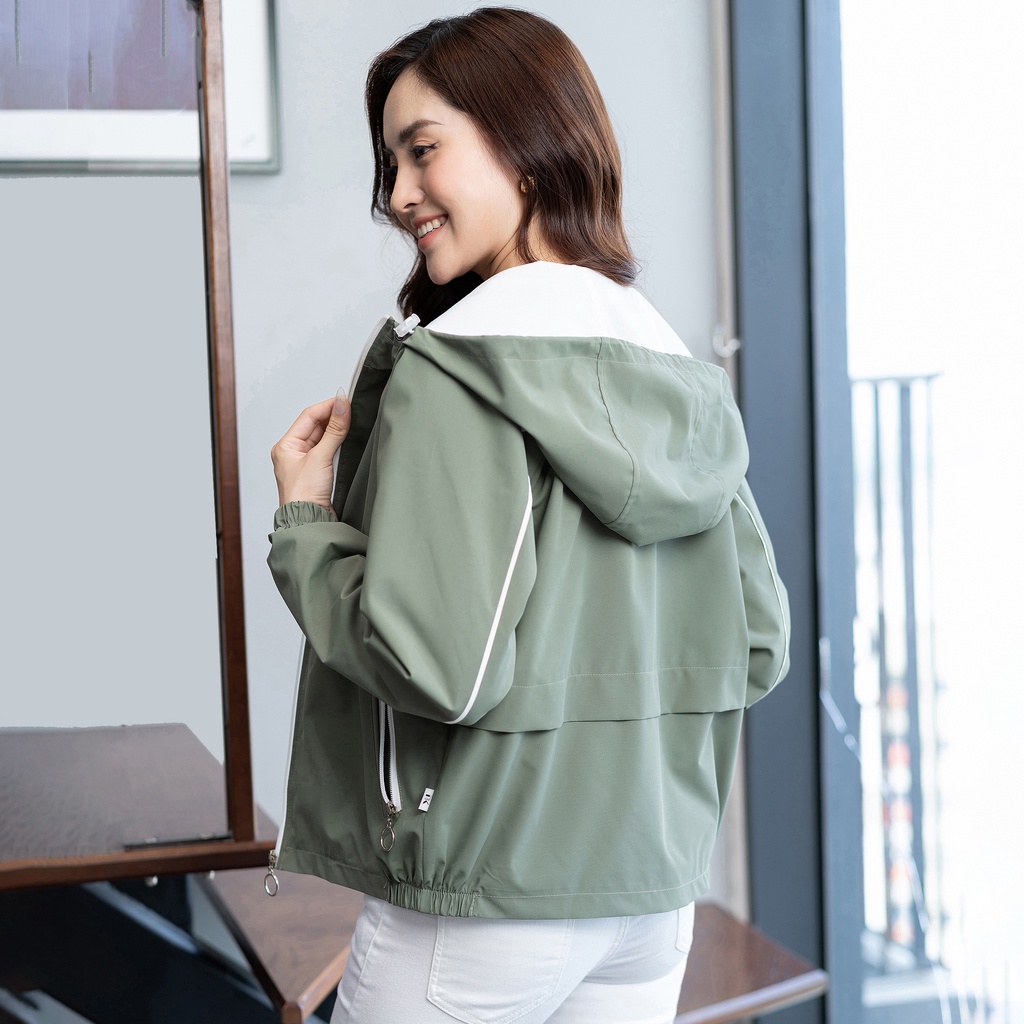 Áo Khoác Gió 2 Lớp Phối Mũ 2 Túi UK FASHION Dành Cho Nữ Chống Thấm Nước, Chống Gió, Chất Vải Mềm Mịn NKAK2208002