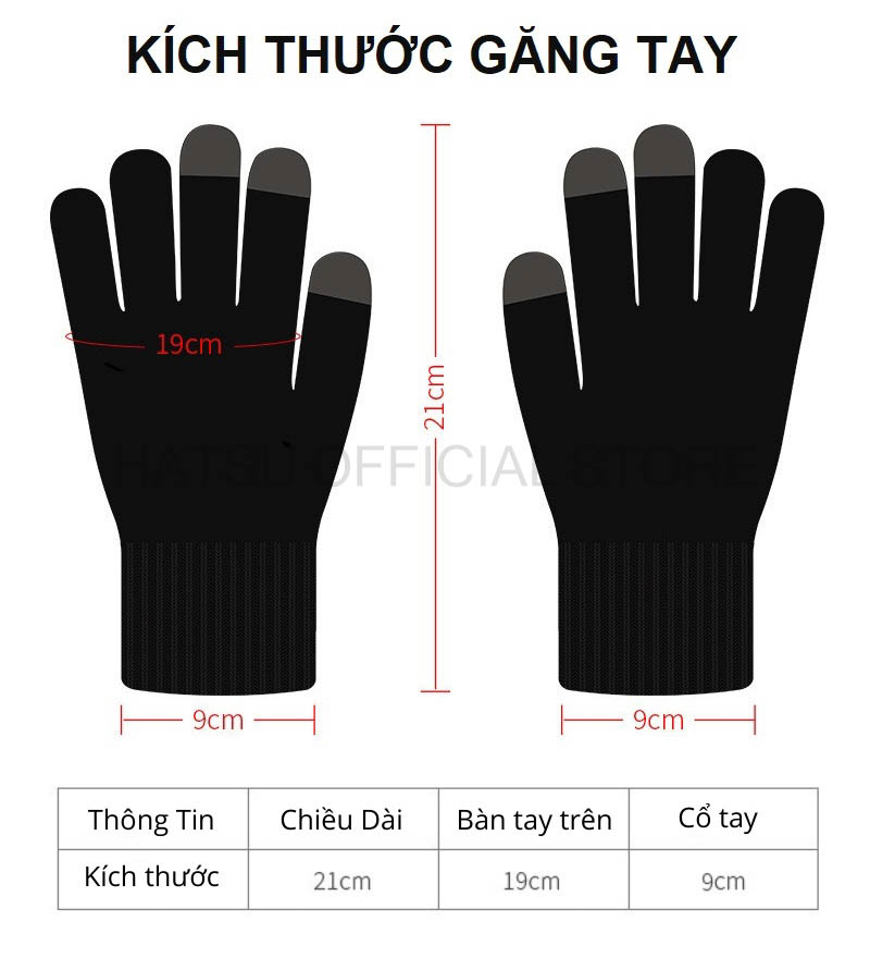 Găng Tay Len Dệt Kim Hatsu GLJ Unisex mềm mại, vừa vặn - Chống nắng và Giữ Ấm - Có Thể Sử Dụng Cảm Ứng Điện Thoại - Dòng Cao Cấp Thời Trang Phong cách và Khác Biệt