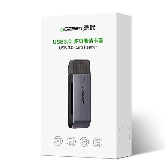 Đầu Đọc Thẻ Nhớ Đa Năng Chuẩn USB 3.0 Ugreen 50541 - SD/TF/CF/MS - Hàng Chính Hãng