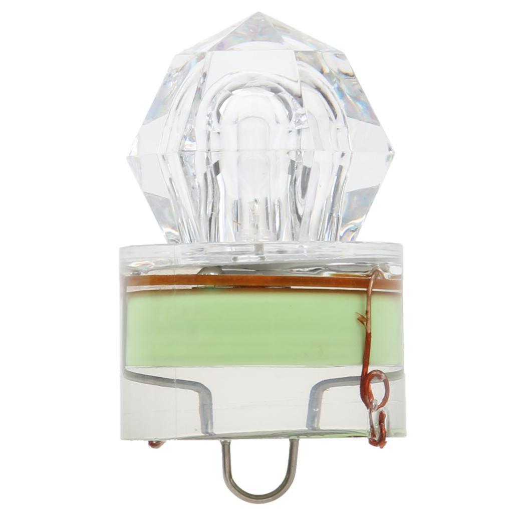 2 Pieces White and Green LED Deep Drop Diamond Fishing Flash Light Bait Lure Squid Strobe Lamp