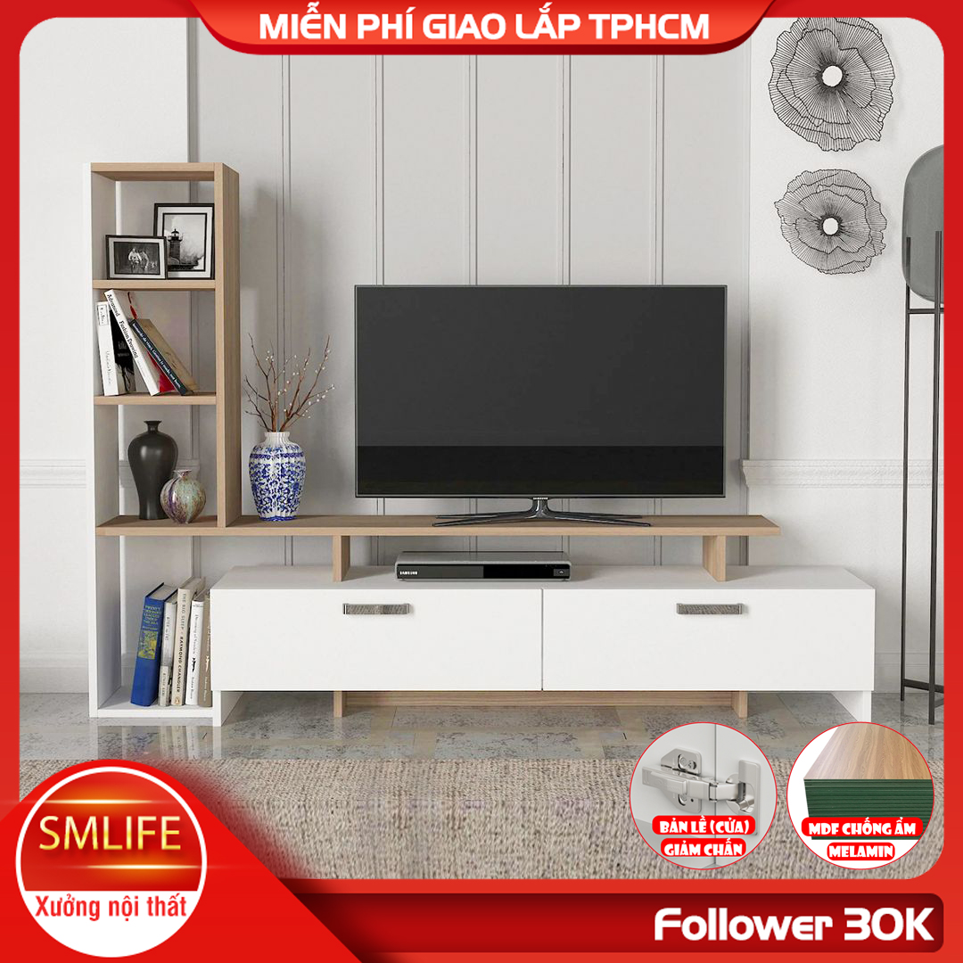 Kệ tivi gỗ hiện đại SMLIFE Tenma | Gỗ MDF dày 17mm chống ẩm | D168xR33xC120cm