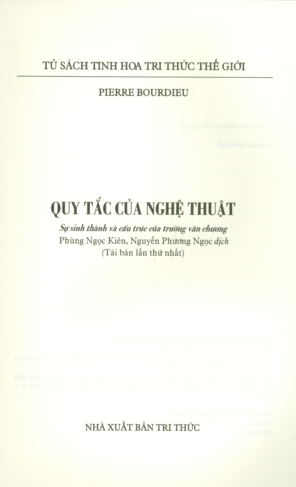 QUY TẮC CỦA NGHỆ THUẬT – PIERRE BOURDIEU – NXB Tri Thức