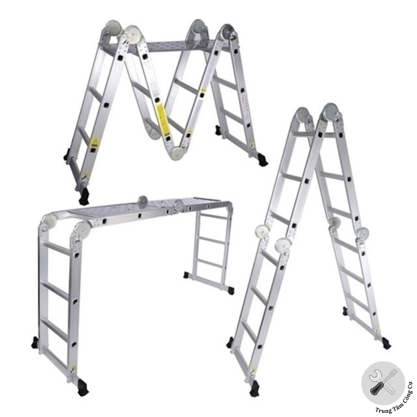 Thang chữ A Thang nhôm gấp 4 đoạn STARKEN ST403H tải trọng 150kgs , màu xanh- Hàng chính hãng
