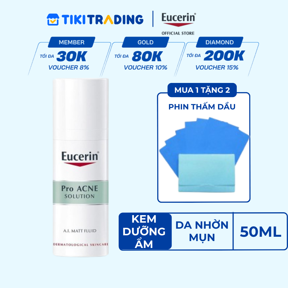 Kem dưỡng ẩm kiểm soát nhờn & giảm mụn Eucerin Matt Fluid 50ml