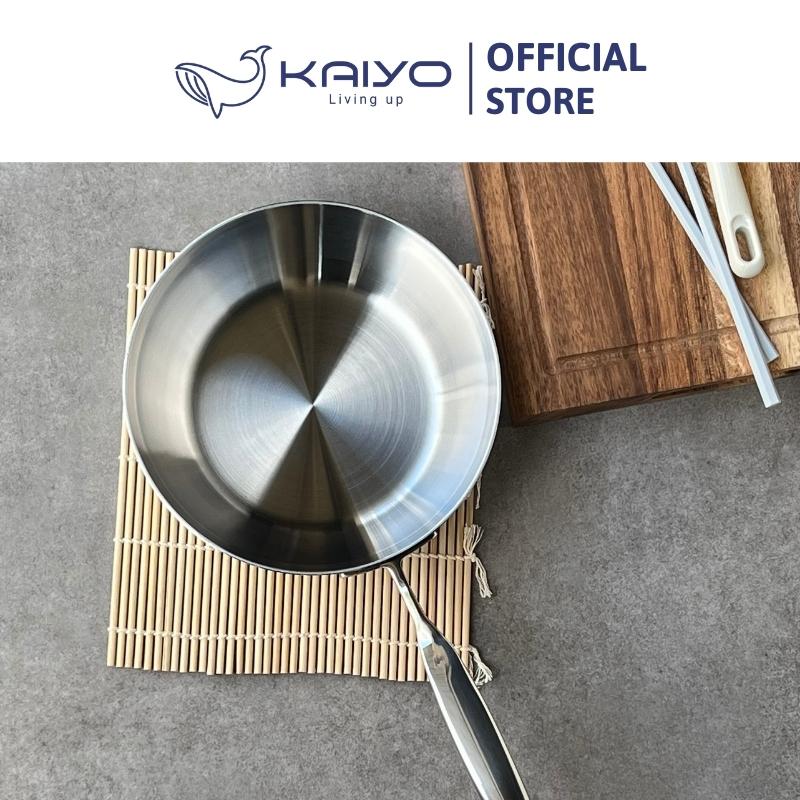 Chảo inox trơn sâu lòng thân đáy liền 3 lớp Tri-Ply Kaiyo, size 24cm