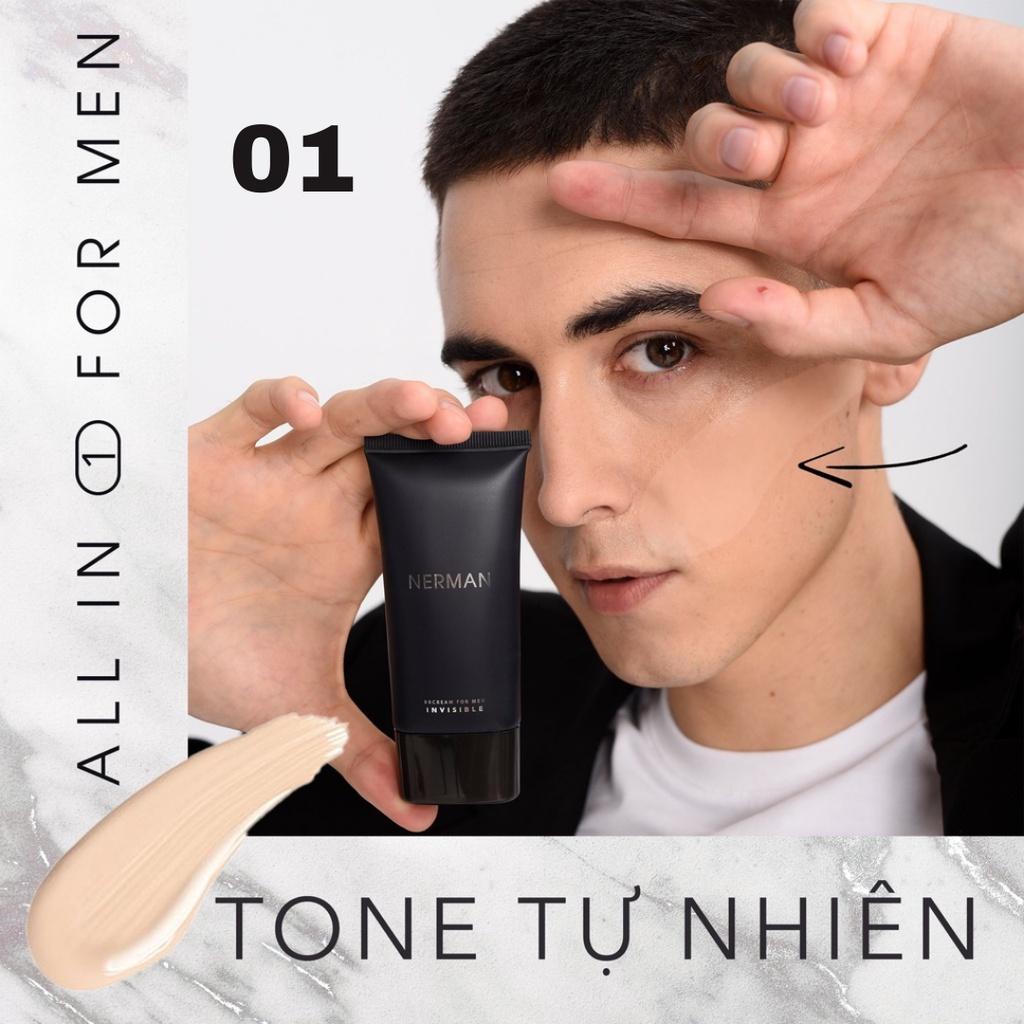 Combo tỏa sáng - Kem che khuyết điểm, chống nắng Invisible 50g &amp; Son dưỡng ẩm, ngừa thâm Men in Black cho nam 4g