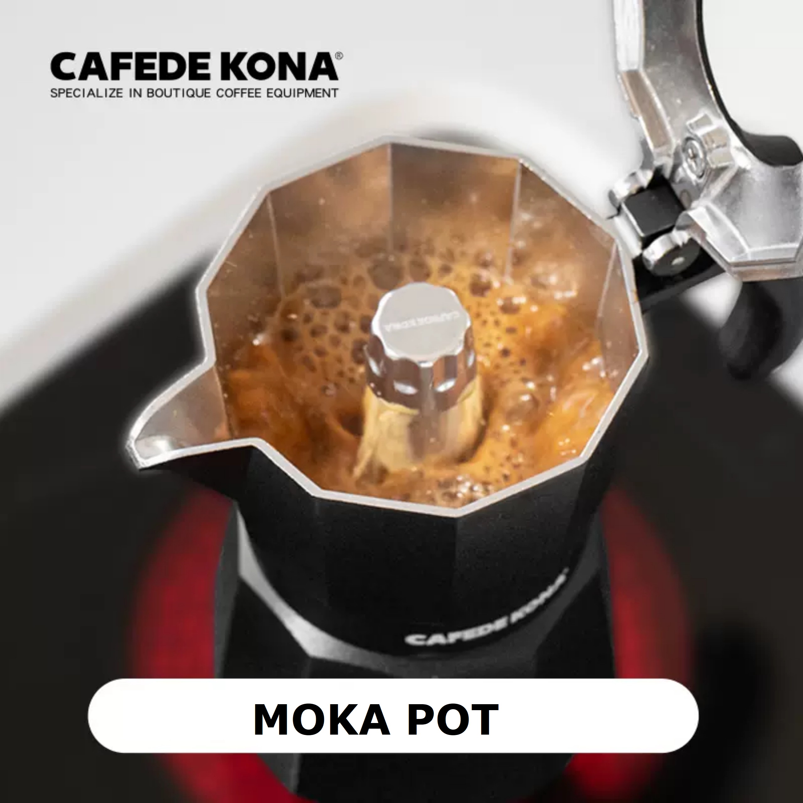 Bình moka nhôm 2 cup 90ml màu đen CAFE DE KONA