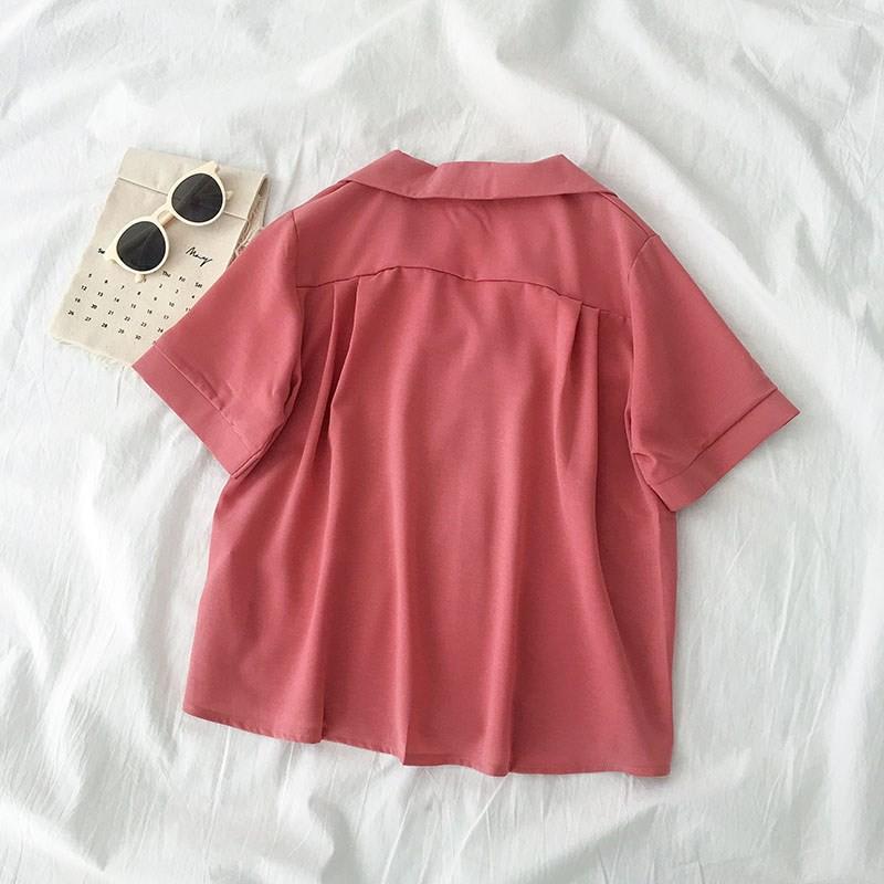 Áo sơ mi voan cổ bẻ cộc tay ulzzang 2181